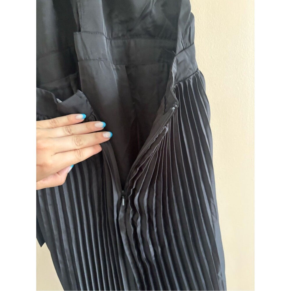 Lulus Midnight Moves Black Pleated Satin Cutout Halter Maxi Dress Size Small NWT - Picture 8 of 11